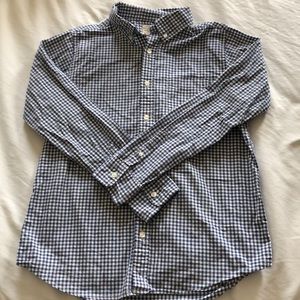 Navy and White Check Button Down